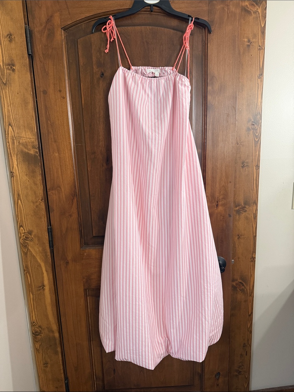 Altar'd State Pink & White Striped Maxi Dress with Tie Straps